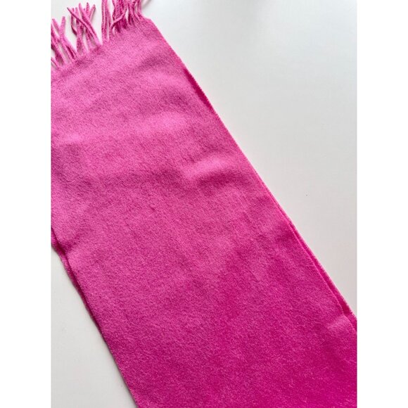 NWT LACOSTE Hot Pink Wool Cashmere Blend Knit Fringed Rectangle Scarf - Picture 6 of 13